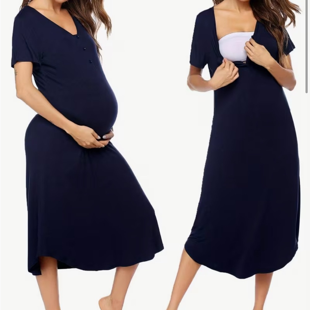 Nursing & Maternity Nightgown - Navy